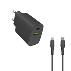 PD DUAL PORT TRAVEL ADAPTER + CABLE FOR IPHONE